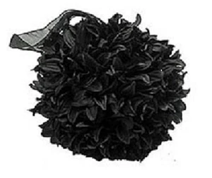 Bola de flor de seda negra 6 pulgadas con cinta de organza molinos artesanales compañía floral - Imagen 1 de 1