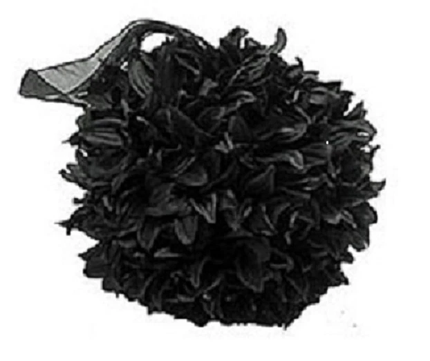 Silk Flower Ball Black 6 Inch with Organza Ribbon Crafts Mills Floral Company  - Image 1 of 1