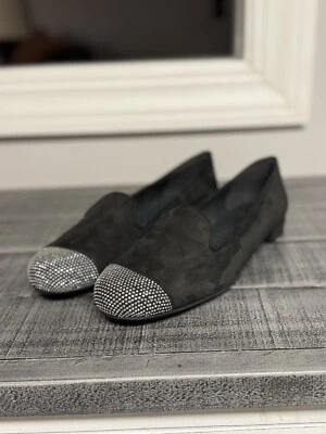 Stuart Weitzman Studded Loafer Flats Metallic Women's Black Silver 8.5 M - Image 1 of 4