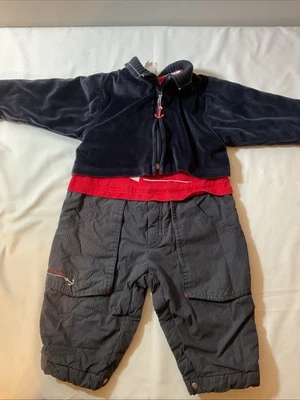 Miniman Navy Blue Cotton Knit Pirate Shortall Romper Suit . Made In France. H37 - Image 1 of 4