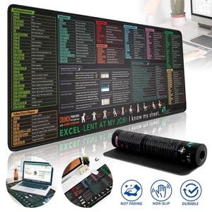 Excel Shortcuts Cheat Sheet Desk Mat - Large 300*600*3mm Non-Slip Mouse Pad - Picture 1 of 13
