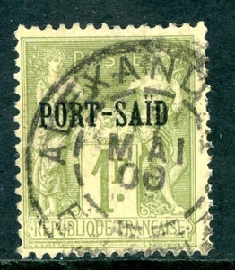 French Colonies in Egypt 1899 Port Said 1 Franc Olive Green Sc #13 Mint L952 - Picture 1 of 6