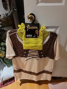 SHREK DISFRAZ HALLOWEEN CAMISETA Y SOMBRERO COMBO ADULTO HOMBRE XL NUEVO - Imagen 1 de 5