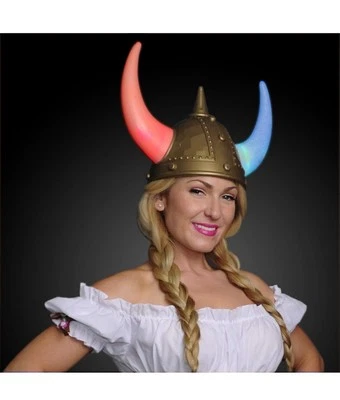 Casco Vikingo Dorado Medieval 2pk Iluminación LED - Disfraz Sombrero para Adultos Foto 1 de 4