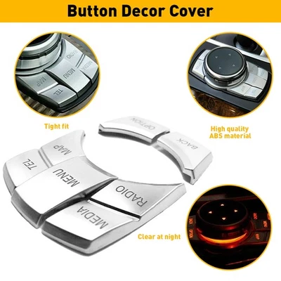 Cubierta decorativa cromada multimedia de 7 botones para BMW serie 3 4 5 6 x5 x6 iDRIVE Foto 1 de 4