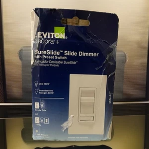 Leviton Decora+ SureSlide Slide Dimmer 6674-P0T LIGHT ALMOND Single Pole/3-way - Picture 1 of 4