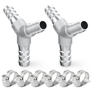 2PCS 304 Stainless Steel 3/4" x 3/4" x 3/4" Hose Barb Fittings,3 Way Y Shape ... - Picture 1 of 6