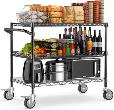 Leteuke 1120LBS Heavy Duty Rolling Utility Cart,3 Tier Rolling Carts with Wheels - Image 1 of 4