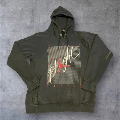 Винтажная толстовка с капюшоном Jordan Air Flight черная красная джампер графический размер L — состаренная одежда - Изображение 1 из 4