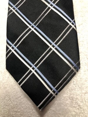 TOMMY HILFIGER 男式领带黑色蓝色和白色 3.5 X 59 — 第 1/4 张图片