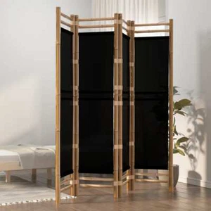 Folding 4-Panel Room Divider Folding Privacy Screen Stand 160cm Bamboo Canvas - Picture 1 of 10