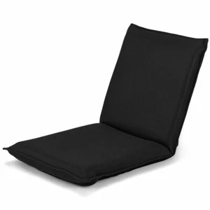 Costway Adjustable 6-Position Floor Chair Padded Folding Lazy Sofa Chair Black - Picture 1 of 9