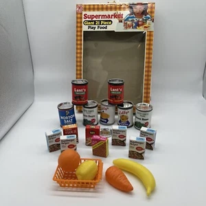 Vintage Supermarket Play Food Pretend Grocery Cans And Boxed Food 1981 Orig Box - Picture 1 of 10