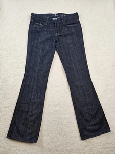 7 For All Mankind Jeans Women's 30 Blue Dark Wash Flare Wide Leg A Pocket Seven - Picture 1 of 22