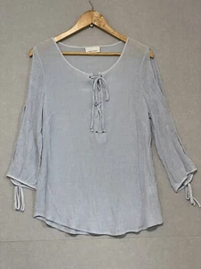 Table Eight Blouse Top Blue 3/4 Sleeve Tie Up Size 14 - Picture 1 of 8