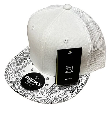 Bandanna Bill Trucker de 6 paneles de alto perfil estructurado, blanco/blanco #1083 Foto 1 de 3