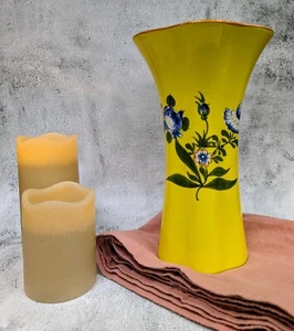 Tiffany & Co. Este Ceramiche Vase Made in Italy Hand Painted Yellow Blue Floral - Picture 1 of 7