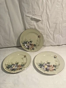 3 Vtg Meito Hand Painted China FLORAL Flowers GARDEN 6.5'' Plates Gold Rim - Picture 1 of 6