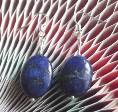 PENDIENTES DE PIEDRAS PRECIOSAS DE LAPISLÁZULI, GOTA GANCHO PERFORADO CRISTAL, NUEVOS, HECHOS EN AUSTRALIANA Foto 1 de 2