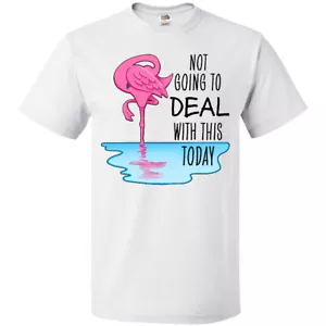 Inktastic Not Going To Deal With This Today- Sleeping Flamingo T-Shirt Animals - Picture 1 of 11