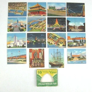 Vintage 1933 Chicago World's Fair 16 Trading Card Mini Souvenir Views with Box - Picture 1 of 12
