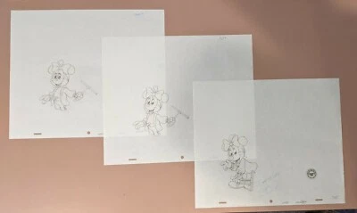 Lote de 3 dibujos de producción originales de Walt Disney Minnie Mouse arte de animación Foto 1 de 4