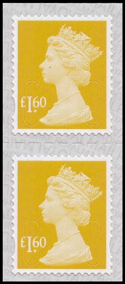 GB Machin Definitive amarillo ámbar £1,60 M19L par vertical MNH 2019 Foto 1 de 1