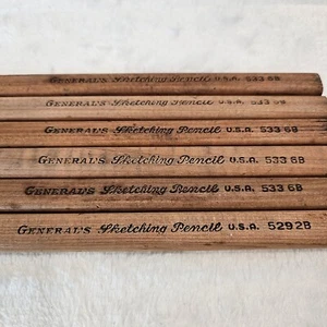 General's Sketching Pencil USA 533 6B x5 529 2B x1 Unsharpened Vintage - Picture 1 of 4