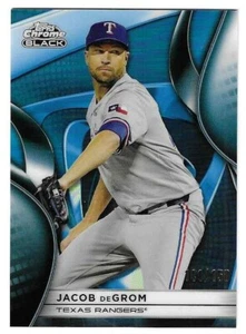Jacob deGrom 2025 TOPPS CHROME MLB BLUE REFRACTOR CARD #123 Rangers Mets SP /150 - Picture 1 of 2