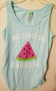 K T Gr. M Umstandsmode blau Wassermelone Schmuggler Tank geraffte Seiten 27 L 17 acr - Bild 1 von 12