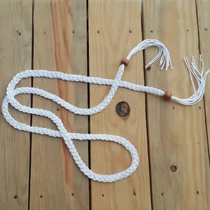 Shiny White Beaded Rope Belt, Braided Tassel Thin Summer Dress Girls Cord Belt - Picture 1 of 8