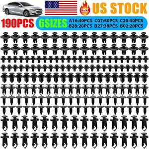 190pcs Universal Car Body Fastener Plastic Clips Rivets Panel Fender Retainer US - Picture 1 of 16
