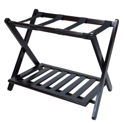 26.75 In. W X 16 In. D Espresso Solid Wood Luggage Rack with Shelf - Image 1 of 4