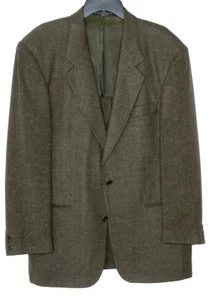 HUGO BOSS Italy Olive Green Wool Silk Lightweight Blazer Coat Suit Jacket 42L - Picture 1 of 9