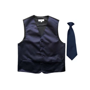 Neu Jungen Kinder formeller Smoking Weste Weste & Krawatte marineblau US Größe 2-14  - Bild 1 von 4