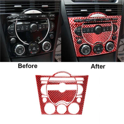 Cubierta de panel de CD&AC para consola central de fibra de carbono roja para Mazda RX-8 2004-2008 Foto 1 de 4