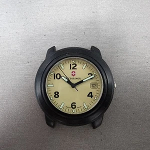 Victorinox Swiss Army Watch Men 40mm Biege Dial Black Tone Date Round New Batt - Picture 1 of 12