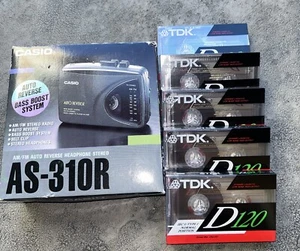 Reproductor de casete CASIO DE COLECCIÓN AS-310R AM/FM automático reversa auriculares radio 5 cintas TDK - Imagen 1 de 23