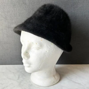 Vintage Betmar Made in France Black Angora Women's Hat-Cloche Bucket Ladies' Hat - Picture 1 of 8