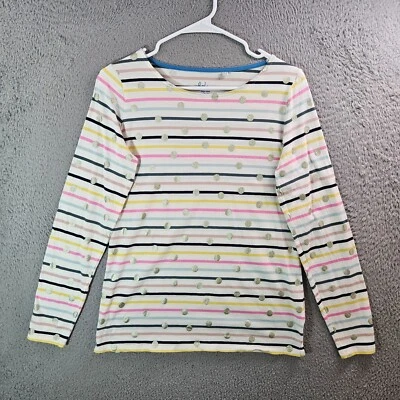 Boden Tee Top Women US 8 UK 12 Glitter Polka Dot Stretch White Striped - Image 1 of 4