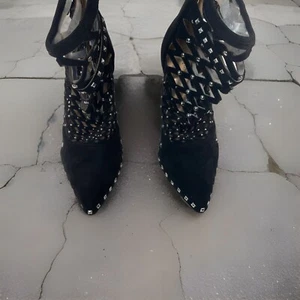 ZAPATOS MUJER WANQIANG PUNTIAGUDOS TACHUELAS TACÓN ALTO PUNTA TALLA 39 IMITACIÓN GAMUZA EE. UU. 8 - Imagen 1 de 11