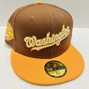 New Era Washington Nationals 10 Years Patch 59FIFTY Fitted Hat Cap Brown 7 7/8 - Picture 1 of 6