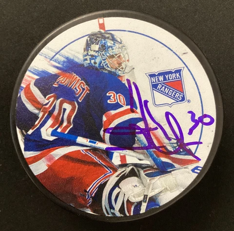 Henrik Lundqvist Signed Puck NY Rangers Goaltender Autograph #30 Retired JSA Cover