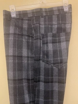 Black Grey Plaid Mid Rise Stretch Legging Pants L - Image 1 of 4