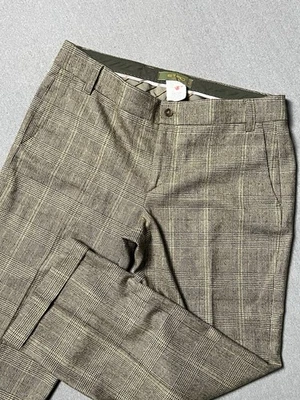 ETRO Pants Mens 46x27 Brown Plaid Windowpane Wool Blend Italy Dress Trousers - Image 1 of 4