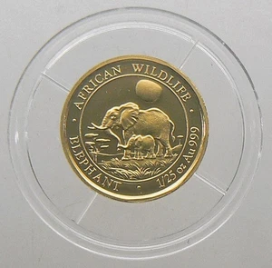 2011 Somali Republic 50 Schillings 1/25 oz Gold African Wildlife Elephant - Picture 1 of 2
