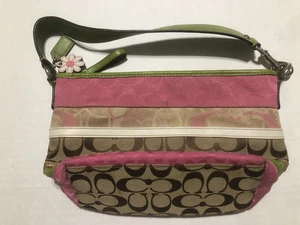 Coach Bleeker Tasche Handtasche rosa gestreift Logo schwer zu finden - Bild 1 von 8