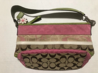 Coach Bleeker Pink Striped Logo Bag Purse Hard to Find - Image 1 of 4