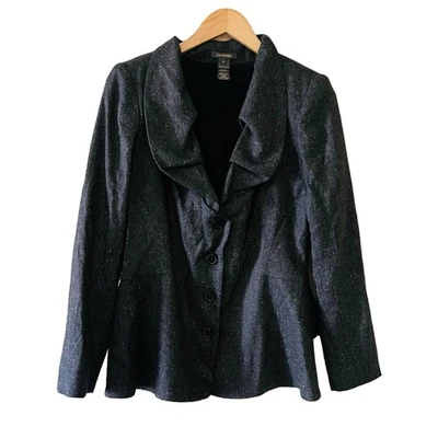 Blazer Zac Posen Tweed Lana Seda Mezcla Abotonada Talla 10 Foto 1 de 4