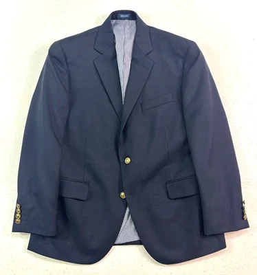 Stafford 42S Hopsack Blazer Chaqueta Traje Deportivo Abrigo Dorado Botones Azul Marino Lana Foto 1 de 4
